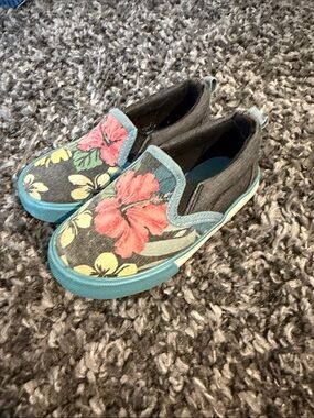Joe Fresh Kids Floral Slip-On Sneakers - Coral, Yellow & Teal